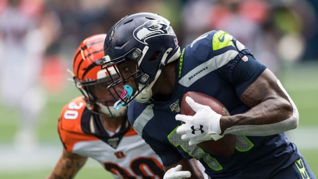 Seattle Seahawks wide receiver D.K. Metcalf (14) during the first half at CenturyLink Field. Seattle defeated Cincinnati 21-20.